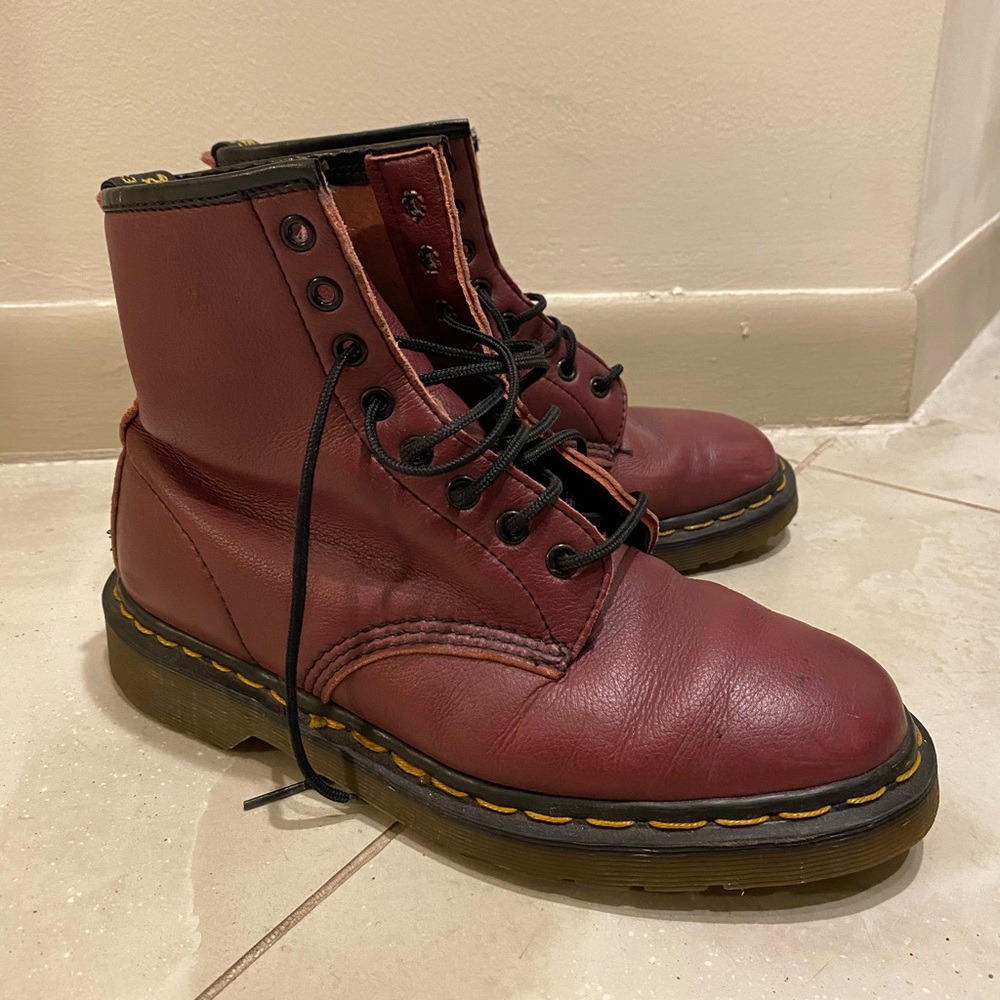 Burgundy Doc Martens size 7 woman